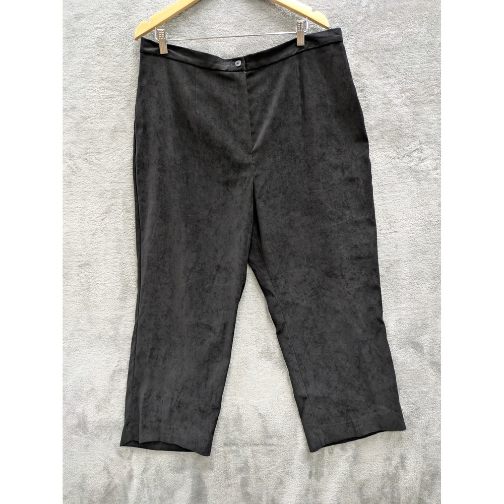 Minimalist Faux Suede Pants Womens 18 Black Straight Leg Sag Harbor H43157